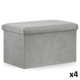 Pufa składana XL - 60x38x38cm aksamit szara x 4