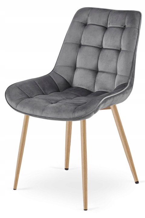 Krzesło BERA - aksamit szary ciemny / nogi dąb x 2