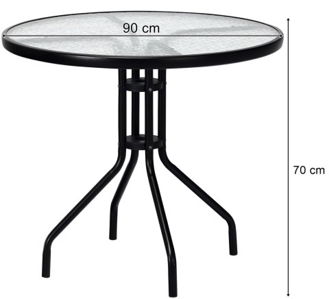 Stół okrągły ISLAND 90cm + 4x Krzesło SOFIA czarne