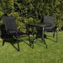 Stół okrągły ISLAND 90cm + 4x Krzesło SOFIA czarne