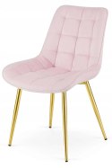 Krzesło BERA - aksamit róż jasny / nogi złote x 3
